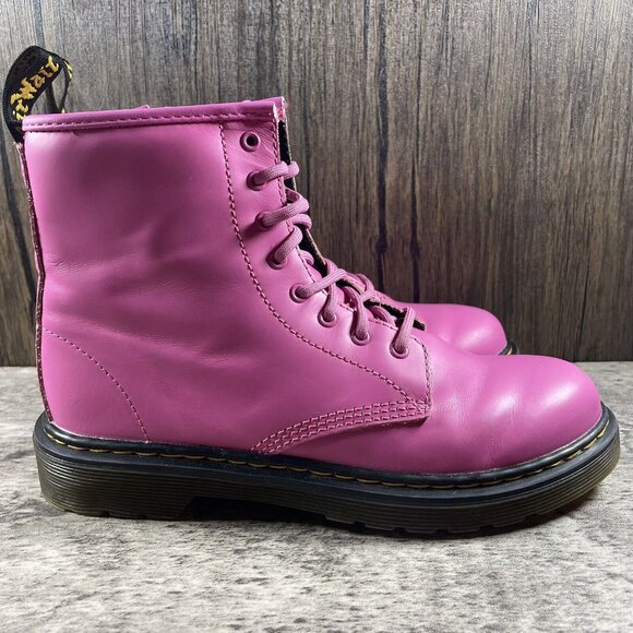 Dr Martens 1460 Pink Leather  8 Eye - Ankle Zip Up Boots Women’s Size 5 - Picture 4 of 10